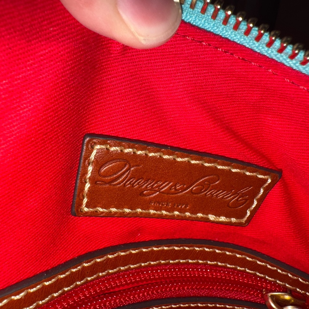 Dooney & Bourke Stylish Mint and Brown ostrich leather Crossbody Bag - Picture 4 of 5